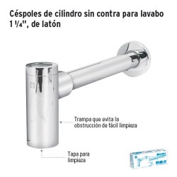 Céspol flexible 1-1/4 , contra, polipropileno, para lavabo, Céspoles y  Contras Para Lavabo, 49365