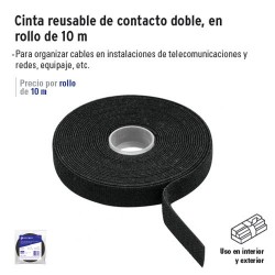 Rollo de 10 m de cinta reusable de contacto doble, Volteck, Cintas De  Contacto Doble, 46326