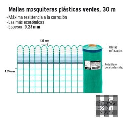 Mallas mosquiteras plásticas verdes, 30 m, Mallas Mosquiteras