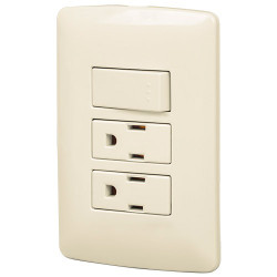 Placas con Dos Contactos e Interruptor Sencillo VOLTECK