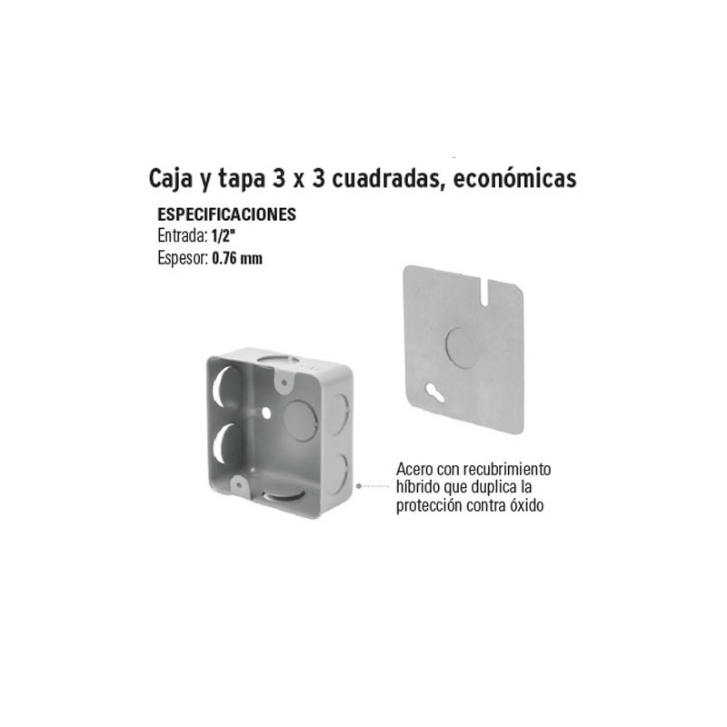 Caja y Tapa 3 x 3 Cuadrada Economica VOLTECK Caja y Tapa 3 x 3 Cuadrada Economica VOLTECK