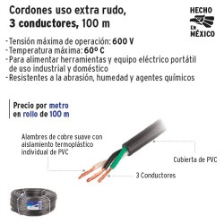 Cable Uso Extra Rudo 3 Conductores 100 m VOLTECK