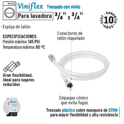 Manguera para Lavadora Trenzado con Vinilo 120 cm 3/4" x 3/4" FOSET
