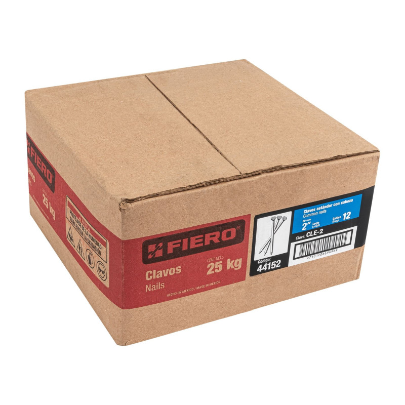 Caja De 25 kg Clavo Standard Con Cabeza FIERO