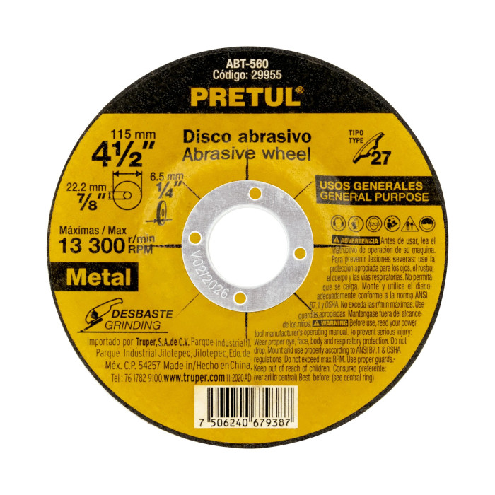 Disco Abrasivo Para Desbaste De Metal PRETUL