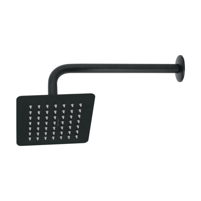 Regadera Cuadrada 6" Acero Inox.. Con Brazo Negro (Túbig) FOSET