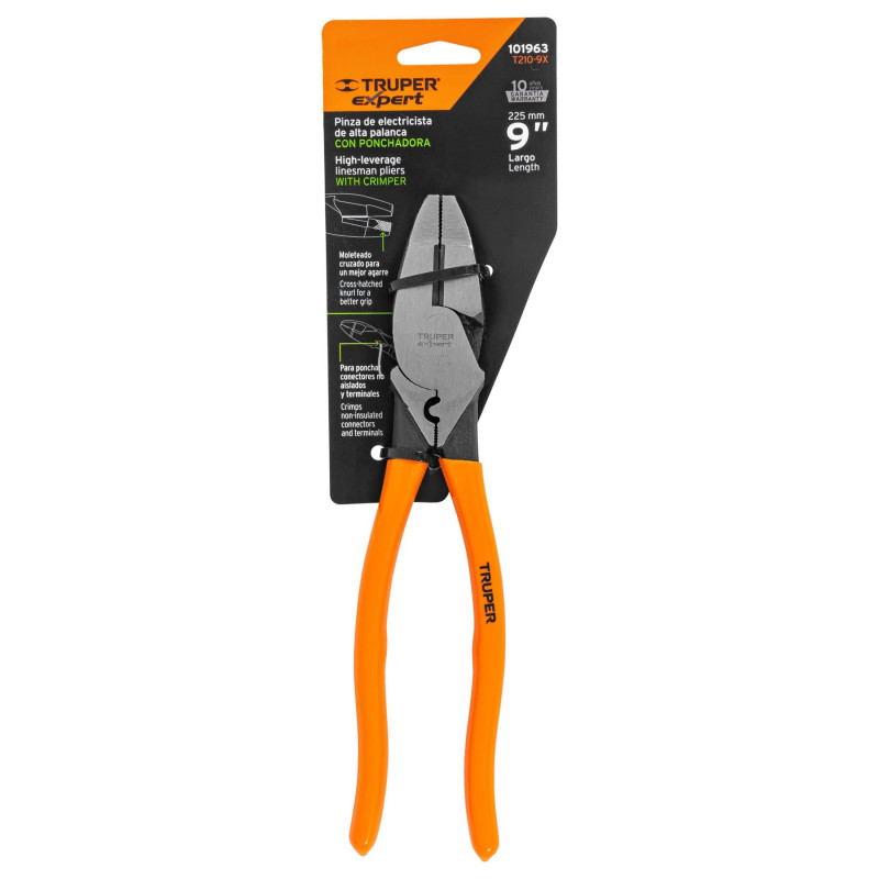 Pinza Para Electricista 9" c/ponchador De Terminales TRUPER Expert
