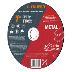 Disco Abrasivo Para Corte de Metal Alto Rendimiento TRUPER