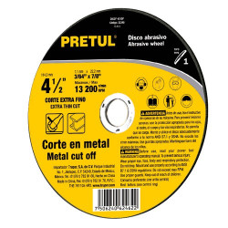 Disco Abrasivo Para Corte Extrafino de Metal Alto Rendimiento Uso General PRETUL