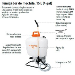 Fumigador de Mochila 15 L (4 Gal) TRUPER