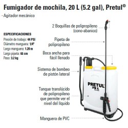 Fumigador de Mochila 20 L (5.2 gal) PRETUL