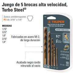 Brocas para metal HSS, Turbo Steel, en blíster, Brocas Alta Velocidad Turbo  Steel