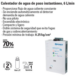 Calentador instantáneo modulante, 16L, 3 serv, gas LP, Foset, Calentadores  De Paso Instantáneos, 48016