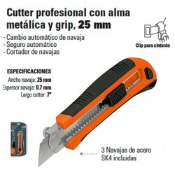Cutter Profesional Con Alma Metalica Y Grip 25MM Truper 17901 - Ferreterias  Calzada