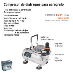 portatil Aerografos Compresor de Aire sin aceite con diafragma,Compresor de  aire sin aceite para aerografia