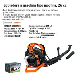 Sopladora a Gasolina tipo Mochila 26 CC TRUPER