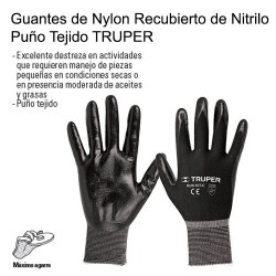Guantes de Nylon Recubierto de Nitrilo Puño Tejido TRUPER